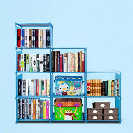4 Layers Bookcase Bookshelf 9 Cubes Book Shelf Office Storage