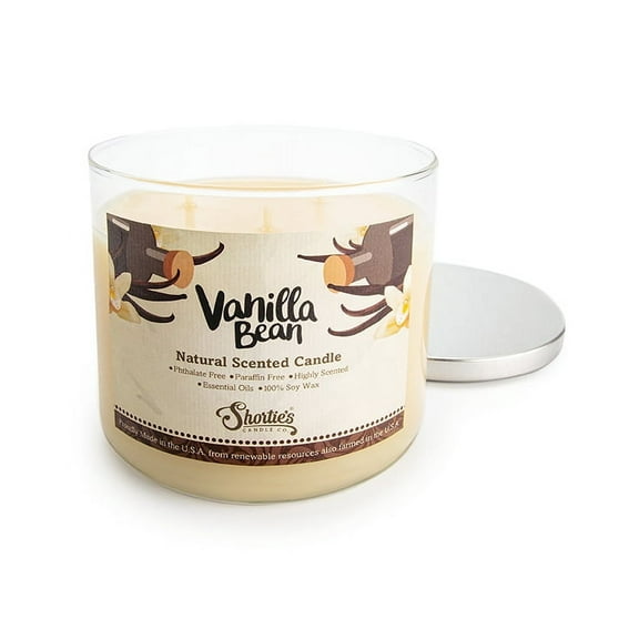 Vanilla Bean Scented 3 Wick Candle - All Natural - Made with 100% Responsibly Sourced Soy and Essential Fragrance Oils - Phthalate & Paraffin Free, Vegan, Non-Toxic