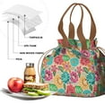 thumbnail image 4 of Pioneer Flower Drawstring Lunch Bag Women - Drawstring Lunch Bag Insulated for Work Office - Stain-Resistant Large Lunchbags for Women with Multi-Pockets, 4 of 6