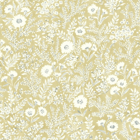 Chesapeake Agathon Wheat Floral Wallpaper