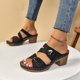 thumbnail image 5 of Bmisegm Ladies Casual Solid Colour Love Car Line Heel High Heel Big Size Sandal Slippers Womens Sandals Summer Black 7.5, 5 of 9