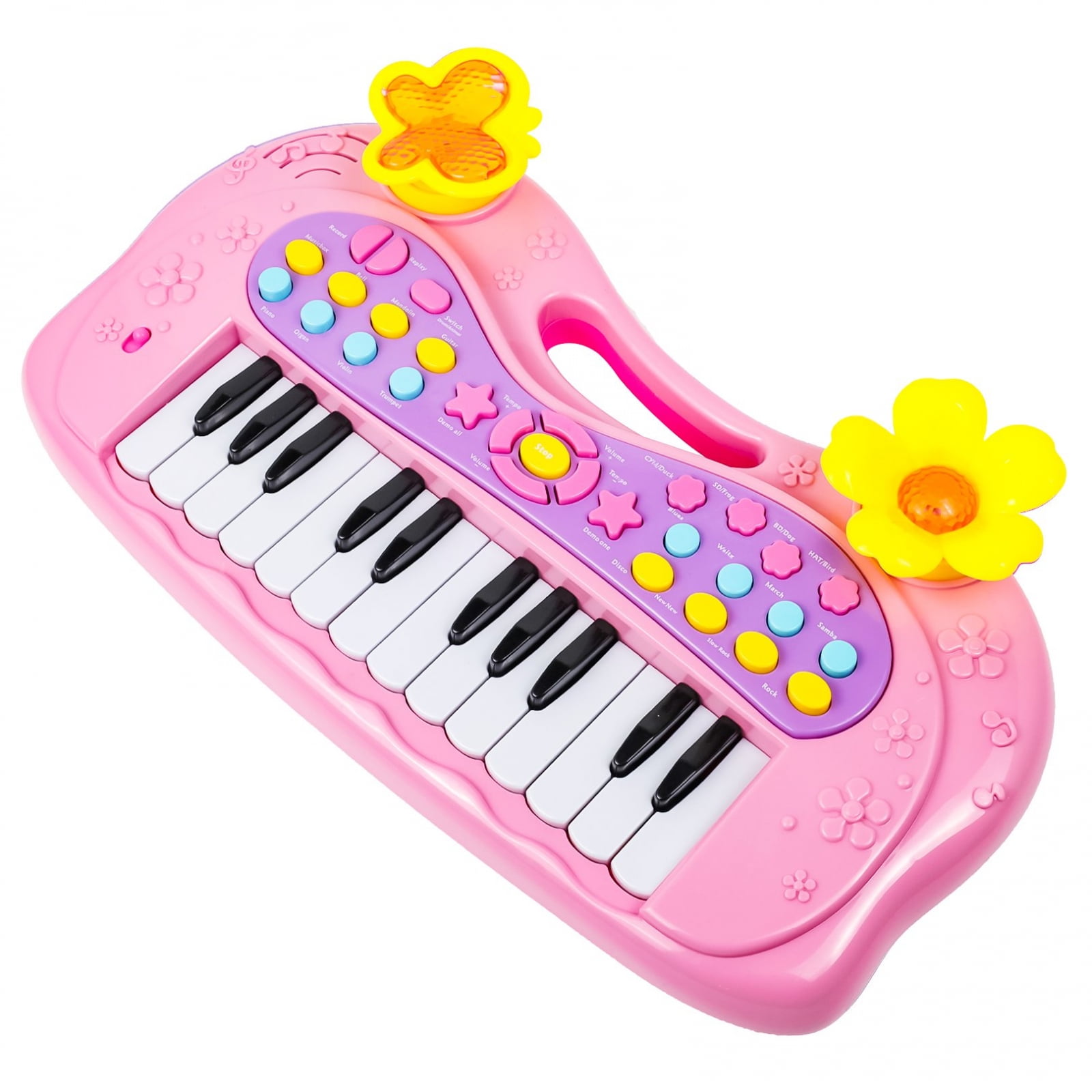 Kidplokio Pink Keyboard Piano Toy Music Player with Lights and Sounds
