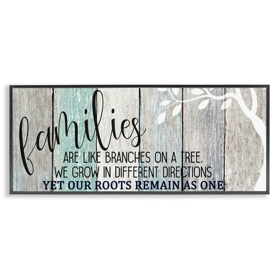 Stupell Industries Inspirational Families are Branches Quote Typography Painting Black Framed Art Print Wall Art, 24 x 10
