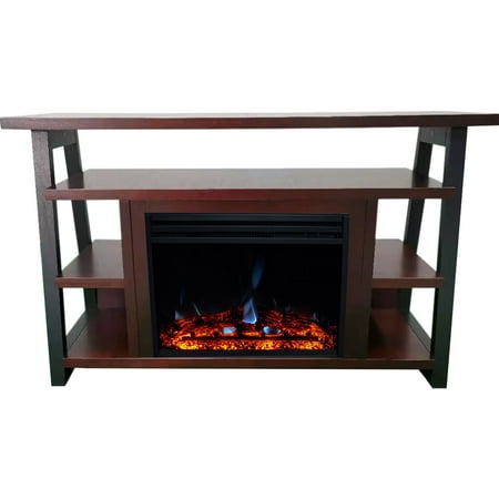 

Hanover 32-In. Industrial Chic Electric Fireplace Heater with Enhanced Log Display and Remote Control Mahogany