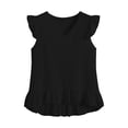 thumbnail image 4 of OSFVNOXV Cute Tops for Women Ladies Boho Top Babydoll Cap Sleeves Ruffle Hem V-Neck Summer Gauze Blouse, 4 of 5