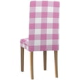 thumbnail image 4 of ZHANZZK Pink Plaid Stretch Chair Cover Protector Seat Slipcover for Dining Room Hotel Wedding Party Set of 4, 4 of 6