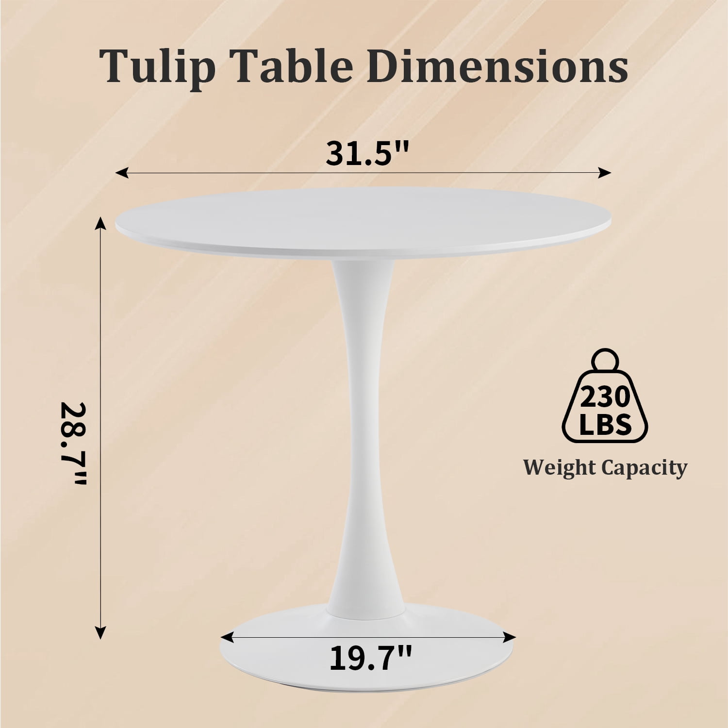 Rongbuk 31.5 in Round MDF Dining Table, White