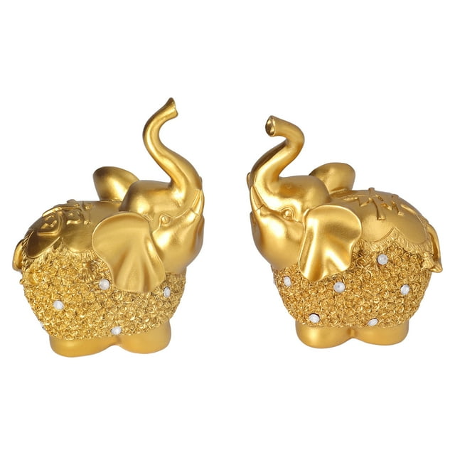 Décoration Éléphant, 2 Pcs Statue Éléphant Ornement Éléphant Figurine Design Convivial
