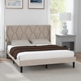 thumbnail image 5 of Queen Bed Frame Upholstered Platform Bed Frame with Headboard and No Box Spring Needed Wooden Slats Support Easy Assembly Additional Under Bed Storage Beige, 5 of 7