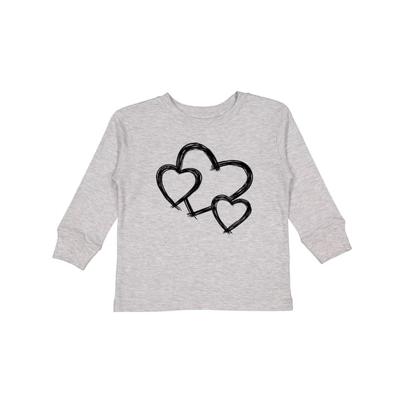 Inktastic Three Black Hearts Boys or Girls Long Sleeve Toddler T-Shirt