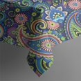 thumbnail image 4 of Blue Pioneer Flower and Paisley Pattern Rectangle Tablecloth 60"x120",Waterproof Polyester Rectangle Table Cloth, Wipeable Spillproof Polyester Tablecloth for Dining, Camping, Indoor and Outdoor, 4 of 5