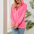 thumbnail image 4 of Sudadera con capucha de manga larga con cuello en V, sudadera holgada y agradable para la piel, para mujer, para ir de compras en casa, rosa, L, 4 of 6