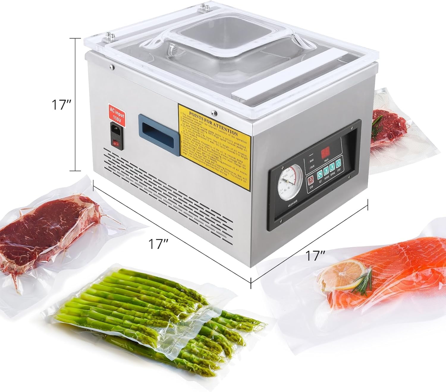 Luku Chamber Vacuum Sealer Machine, 12 inch, 6.5 m³/h Pump Rate with Microcomputer Controlled, 180W-320W Stainless Steel Household and Commercial Vacuum Sealing Machines
