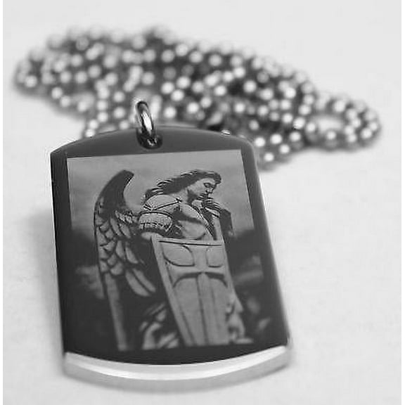 ST. MICHAEL IMAGE PRAYER SOLID THICK STAINLESS STEEL SHINE CROSS PRAYER