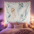 thumbnail image 2 of Three Jellyfish Floating on a White Background with Seaweed, Calming Watercolor for Ocean Lovers, Delicate Nautical Wall Art, Housewarming Gift, Tapestry Wall Hanging for Living Room and Bedroom, 2 of 7