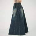 thumbnail image 4 of ASFGIMUJ Women's High Waist Zipper Washed Vintage A Line Hem Fashion Personalized Denim Skirt Long Dress,Size S, 4 of 8