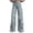 Gray-2, variant on Abomasnow Jeans for Women Vintage Boho Floral Print Wesh Jeans Casual High Waist Wide Leg Baggy Denim Pants S-5XL