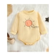 thumbnail image 2 of Qiylii Infant Baby Romper, Long Sleeve Cartoon Sun Pattern Triangle Bodysuit,0-24M, 2 of 9