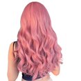 thumbnail image 2 of Pelucas rosas con flequillo Pelucas rosas largas onduladas para mujeres Peluca ondulada natural sintética Pelucas coloridas resistentes al calor para uso diario de fiesta Cosplay 22", 2 of 5