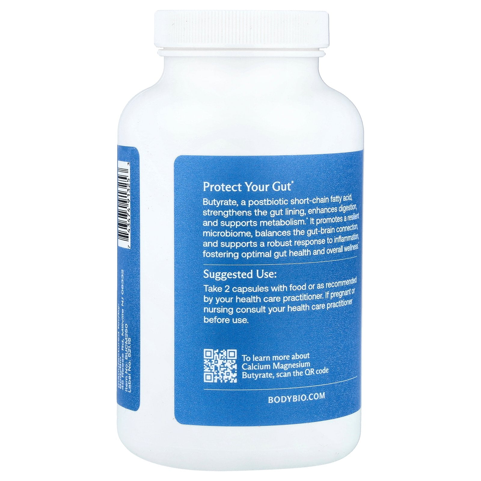 BodyBio Calcium Magnesium Butyrate, 250 Capsules