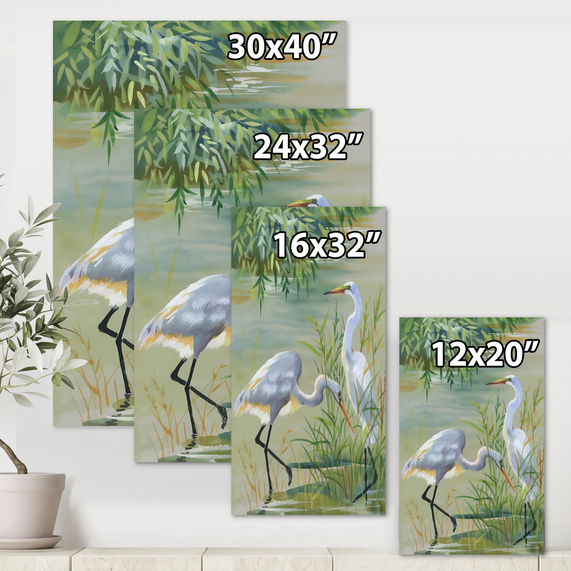 Designart ' Portrait Of Heron Birds I ' Traditional Canvas Wall Art Print