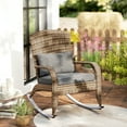 thumbnail image 2 of Outsunny Outdoor Wicker Adirondack Rocking Chair with Seat Cushion Pillow, 2 of 10