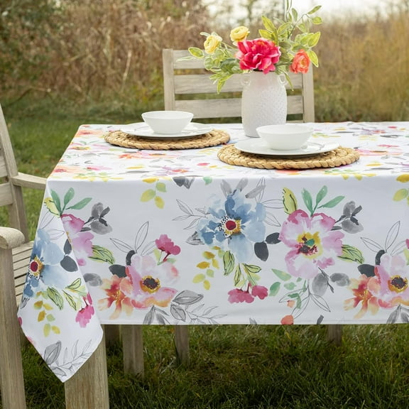 Spillproof Spring/Summer Durable Heavyweight Fabric Indoor Outdoor Tablecloth, Washable Table Cloth for Rectangle Tables, Picnic/Patio Table Covers (60" x 120" Rectangular, Harper)