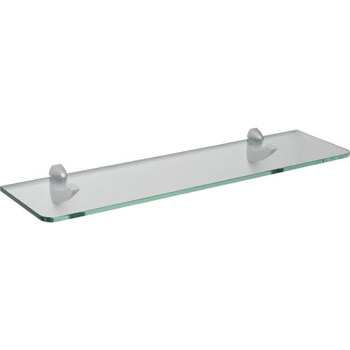 Dolle Shelving 24" x 6" Clear Glass Shelf Kit with Two Scoop Satin Chrome Brackets