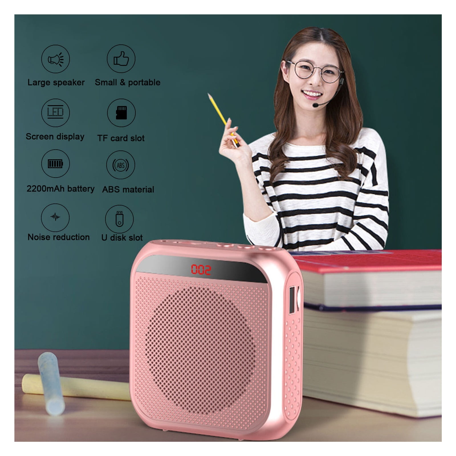 5W 2400mAh Voice Amplifier Multifunctional Portable Personal Voice Speaker With Microphone Display For Teachers Speech ,Powerful Voice Amplifier