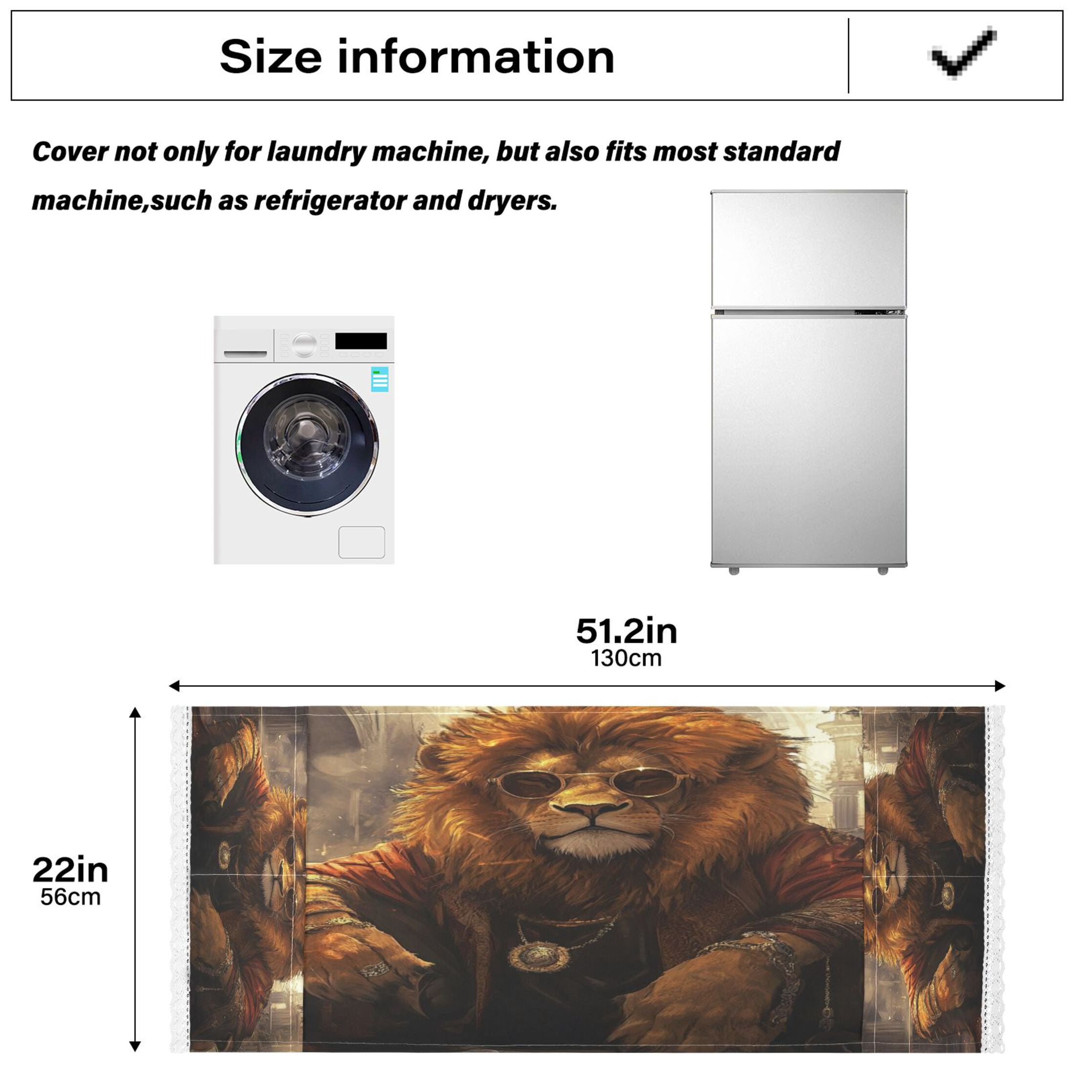 WOBOGO Bossy Lion Illustration Washing Machine Cloth Dryer Refrigerator Top Cover Protective Non-Slip Mat For Kitchen Laundry