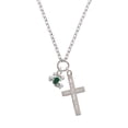 thumbnail image 2 of Delight Jewelry Silvertone Mini Green Tree Frog I Have Plans for You Engraved Cross Zoey Necklace, 28", 2 of 4