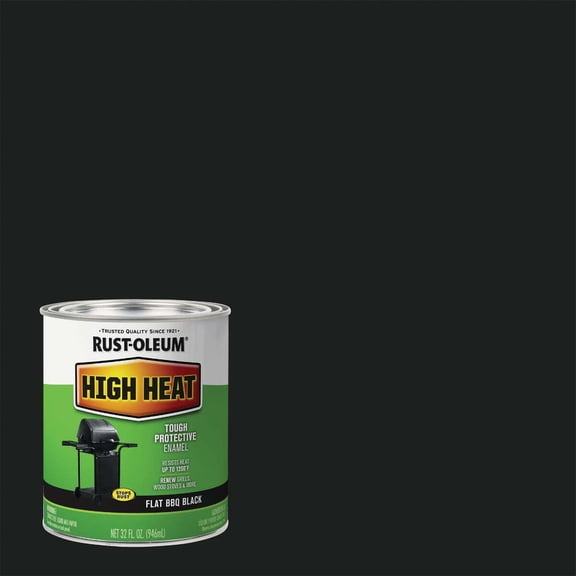 Bar-B-Que Black, Rust-Oleum High Heat Protective Enamel Paint- 7778502, Quart