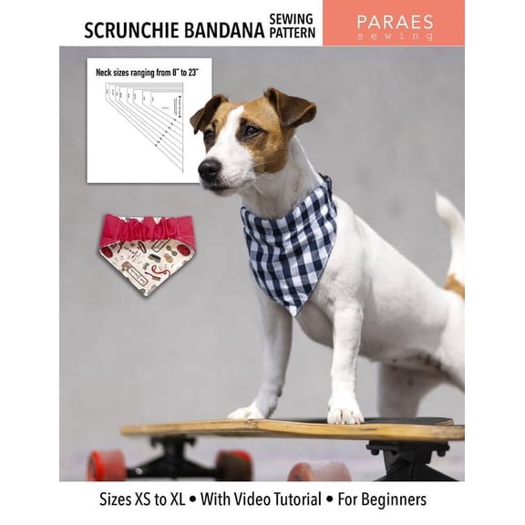 Paraes Sewing Patterns Scrunchie Bandana - Sewing Pattern: Sizes XS to XL - With Video Tutorial - For Beginners, (Paperback)