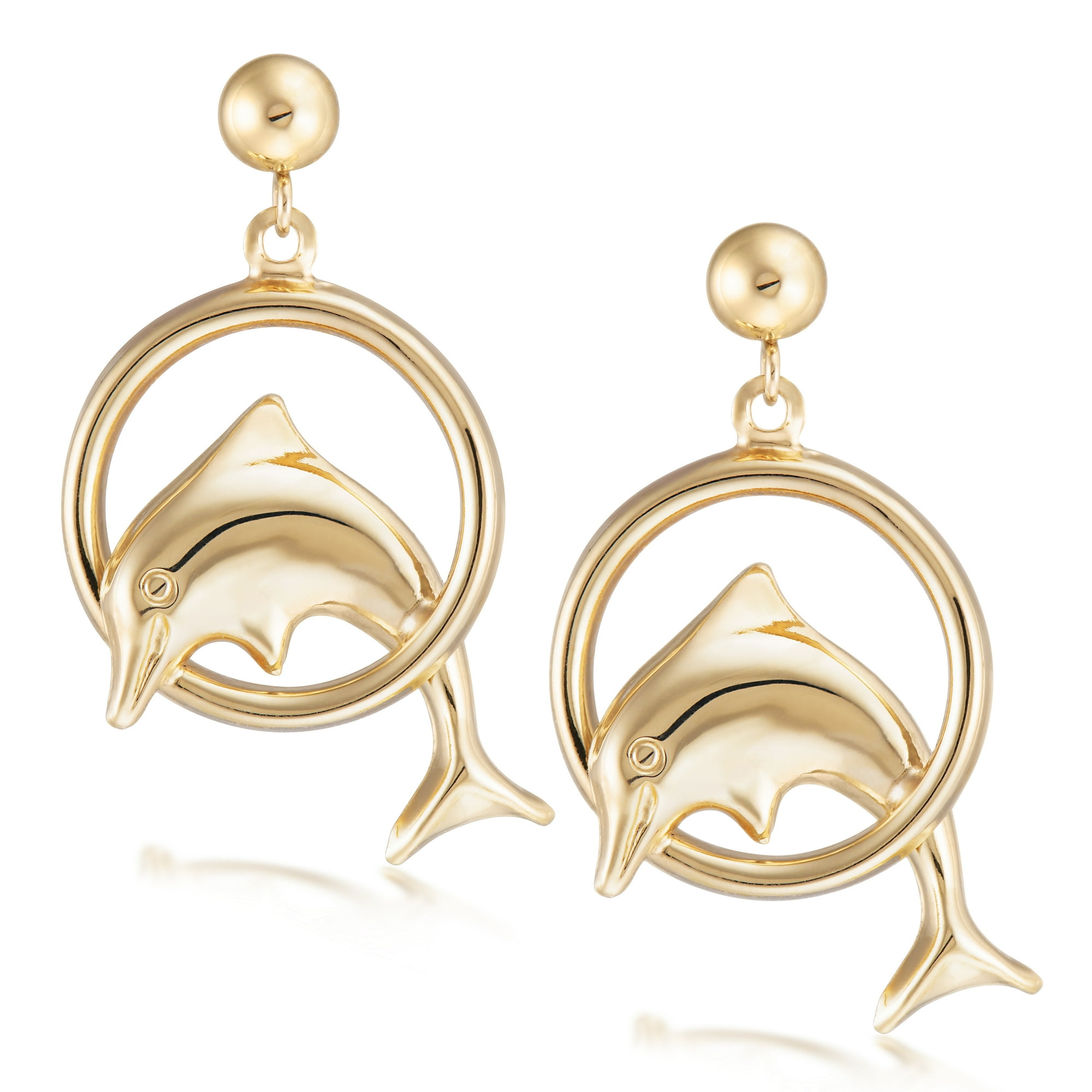 Gold dolphin earrings deals