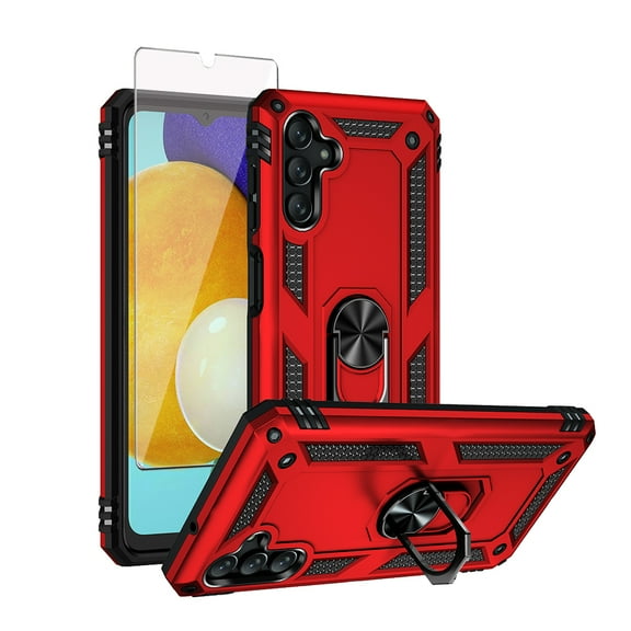 TASHHAR Samsung Galaxy A04S Case/A13 5G Case with Screen Protector and Magnetic Ring Kickstand Military Grade Double Layer Drop Protection Rugged Detachable for Galaxy A04S/A13 5G Phone - Red