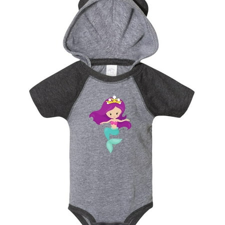 

Inktastic Cute Little Mermaid Purple Hair Crown Gift Baby Girl Bodysuit