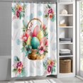 thumbnail image 6 of Easter Eggs Small Stall Shower Curtain, Waterproof Shower Curtains for Bathroom, Blue Floral Basket Leaves Rustic Botanical Washable Fabric Bath Curtain for Bathtub Decoration with Hooks 36x78 Inches, 6 of 9
