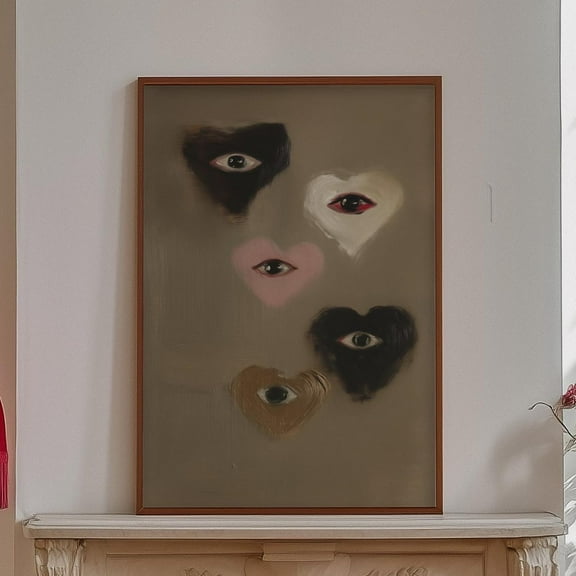Wall Art, Surreal Eye Heart Print, Soft Grunge Aesthetic Poster, Weird Art Decor, Y2K Coquette Room Wall Art, Alt Bedroom Statement Piece Wall Art, Modern Wall Decor For Living Room, 8x12 UNFRAMED