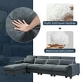 thumbnail image 2 of 129.9" Sectional Sofa, Large Feather Filled L-Shape Sofa for 5, Upholstered Convertible Modular Sofa with Waist Pillows, 4 Seater Sofa Set with Movable Ottoman, for Living Room, Apartment, Home, Hotel, 2 of 9