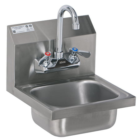 Ace Hs 0810wg Mini Stainless Steel Wall Mount Hand Sink With Wall Mount No Lead Faucet And Strainer 12 X 12 Etl Certified