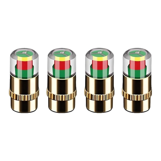 4Pcs Car Tire Pressure Monitor Valve Stem Caps, 2.4 Bar 36Psi Car Tire Pressure Monitor Valve Stem Caps with 3-Color Eye Alert, Easy To Read Sensor Indicator Tire Valve Cap for Car