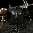 thumbnail image 3 of Mythrojan Medieval Small Leather Belt Pouch LARP Renaissance Waist Bag - Black, 3 of 5