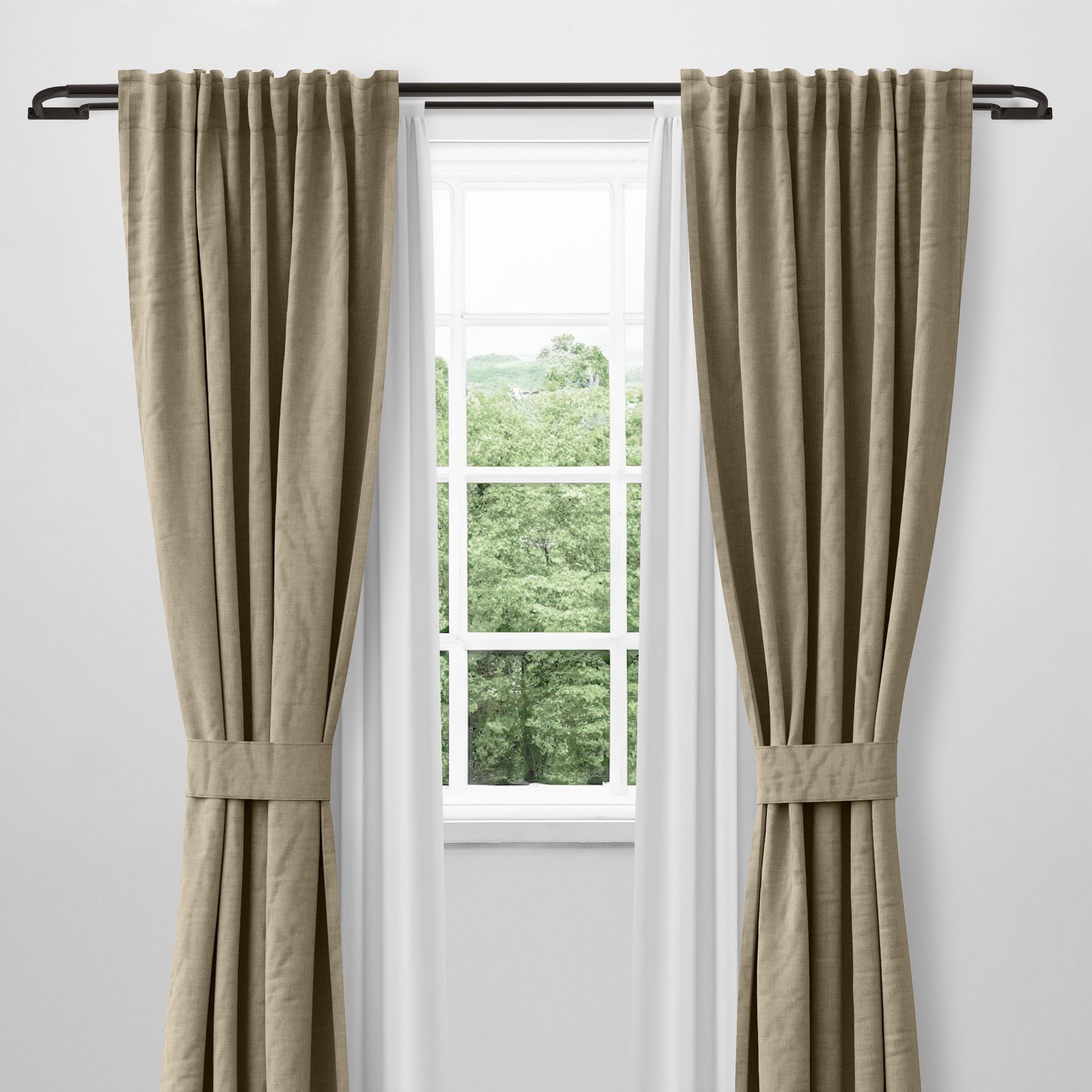 MERIVILLE 1" Double Wraparound Curtain Rod Set, Adjustable 96-144 Inches, Blackout Design, Oil-Rubbed Bronze