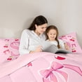 thumbnail image 6 of Homewish Girls Personalized Gifts Bedding Comforter Set,Bowknot Latter S Twin Comforter Sets,Cartoon Bow Tie Ribbon Bedding Set For Girls Teens,Lightweight Room Decoration Reversible,2-Piece, 6 of 9