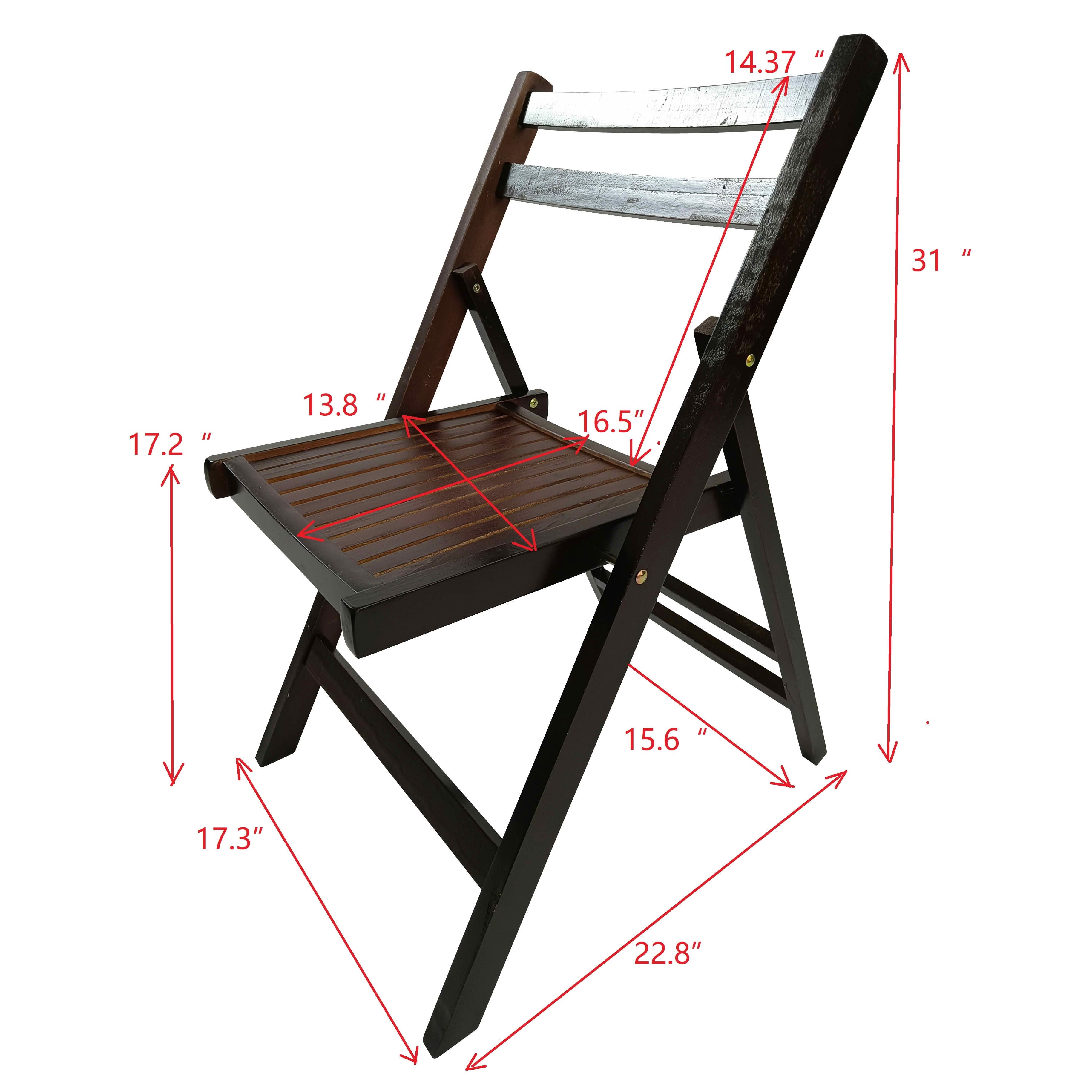 MAYEERTY Set of 4 Honey Solid Wood Slatted Folding Chairs, Portable Foldable Event Dining Chairs for Indoor Outdoor Wedding Kitchen Balcony, Holds 200 LBS