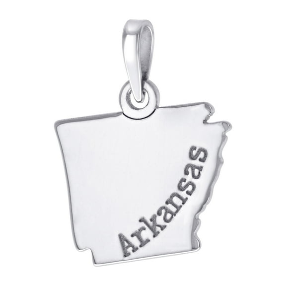 925 Sterling Silver Unisex American States Arkansas Charm Pendant Necklace 22.3mm Wide Pendant for Women