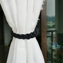 JeashCHAT Braided Curtain Tiebacks for Drapes, Rustic Curtain Holdbacks, Boho Handmade Curtain Ties for Home Farmhouse Bedroom Office Drapes Decor, Black