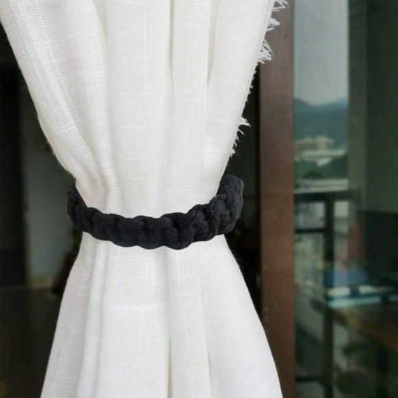 PRETXORVE Curtain Tiebacks Handwoven Rope Holdbacks Twisted Fabric Curtain Clips Natural Jute Curtain Bands Window Accents