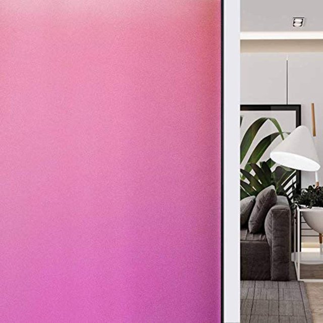 Shiyou Film de Confidentialité pour Fenêtre Givré Coloré Décoratif Adhérence Statique Non-Adhésif Blocage UV Contrôle de la Chaleur Réutilisable Teinte en Verre pour Maison Cuisine Salle de Bain Bureau, 17.5 Pouces x 6.5 Pieds, Rose Mat