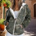thumbnail image 2 of Bovemsi Sweatshirt for Women Solid Loose Jacket Long Sleeve Irregular Print Zipper Pullover Elegant Tops Blouse Zip Up Hoodie, 2 of 7
